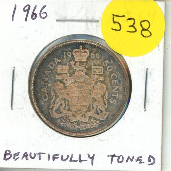 1966 Canada Silver 50 Cents Coin.