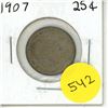 Image 1 : 1907 Canada Silver 25 Cents Coin.
