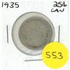 Image 1 : 1935 Canada Silver 25 Cents Coin.