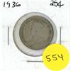 Image 1 : 1936 Canada Silver 25 Cents Coin.