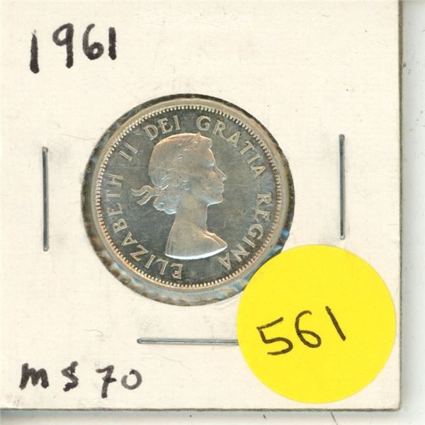 1961 Canada Silver 25 Cents Coin.