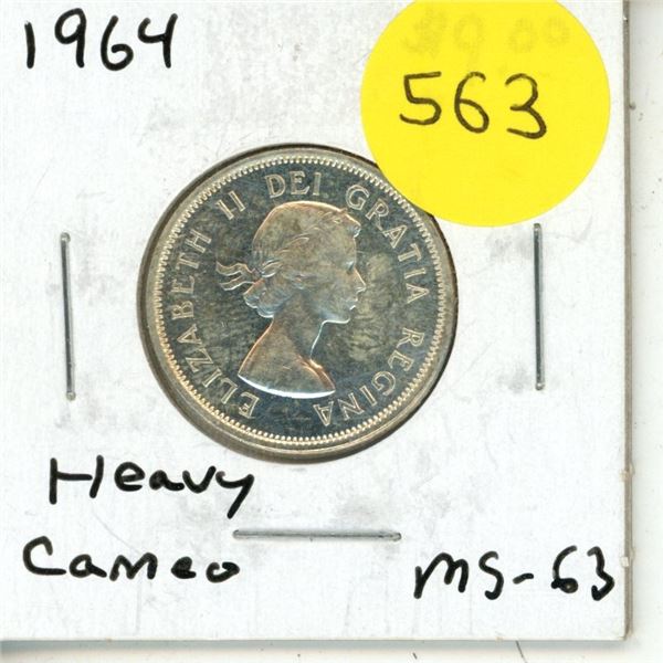 1964 Canada Silver 25 Cents Coin.