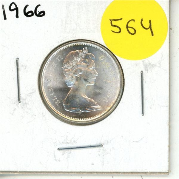 1966 Canada Silver 25 Cents Coin.