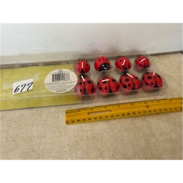 8 Boxed Lady Bug Candles.