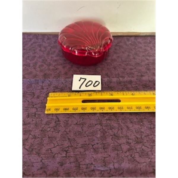 Glam Shell Red Plastic Dresser Jar.
