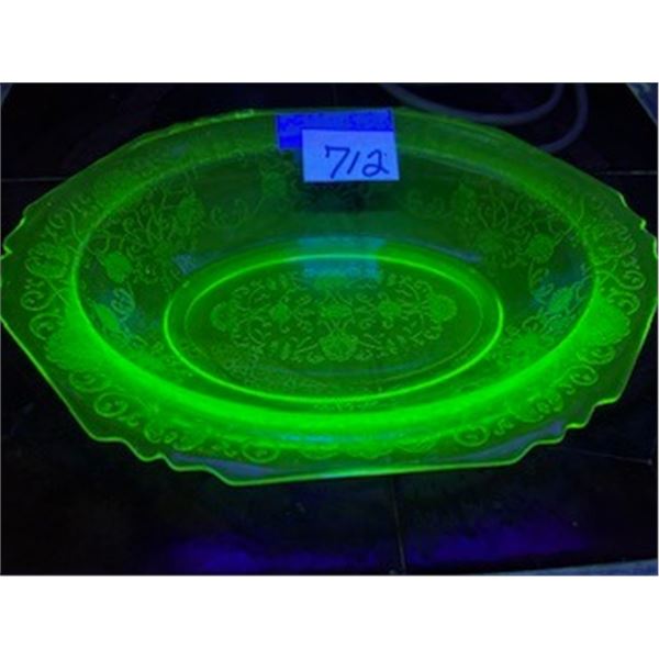 9" X 6 3/4" Poppy # Oval Ukainium Glass.