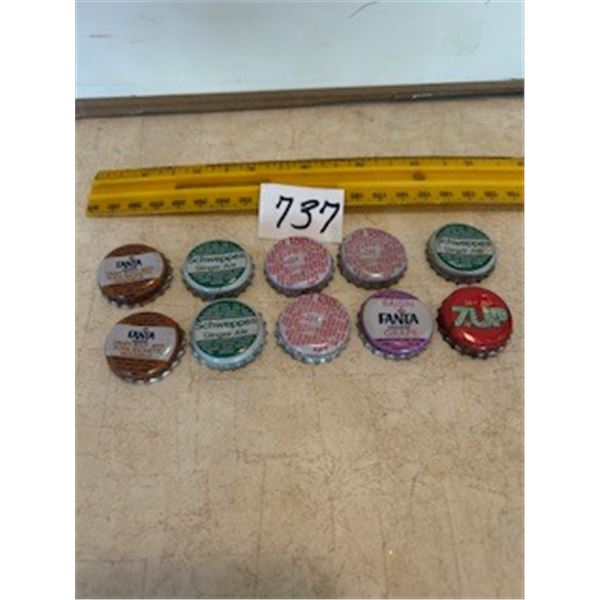 10 Asst. Bottle Caps.