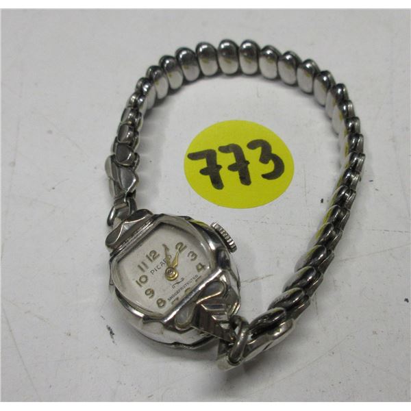 VINTAGE PICARD 17J LADIES',  MAN WIND WATCH, RUNS