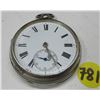 Image 1 : VINTAGE SWISS KEY WIND POCKET WATCH, SILVER CASE, NO KEY, RUNS, 51.5MM