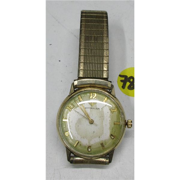 VINTAGE WITTNAUER 17J MEN'S, MAN WIND WATCH,  RUNS