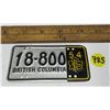 Image 1 : VINTAGE 1954 BC MOTORCYCLE LICENCE PLATE