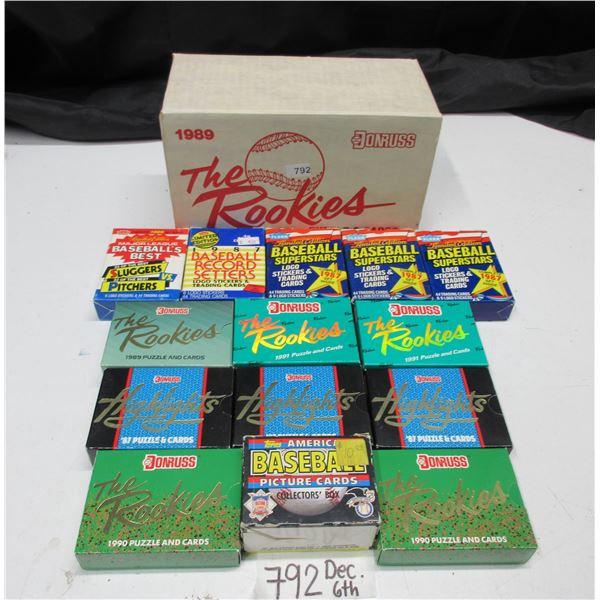 14 BOXES DONRUSS THE ROOKIES, HIGHLIGHT, AND FLEER SUPERSTARS