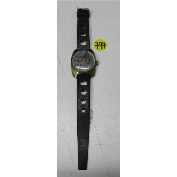 VINTAGE SEX THEME WATCH, MAN WIND, RUNS  STEM PULLS OUT