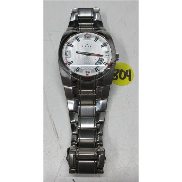 NICE MEN'S DISSONI QTZ WATCH DATE @4, NEW BATT, RUNS