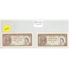 Image 1 : Set of 2 different Hong Kong 1 Cent notes depicting Queen Elizabeth. Different signatures on each no