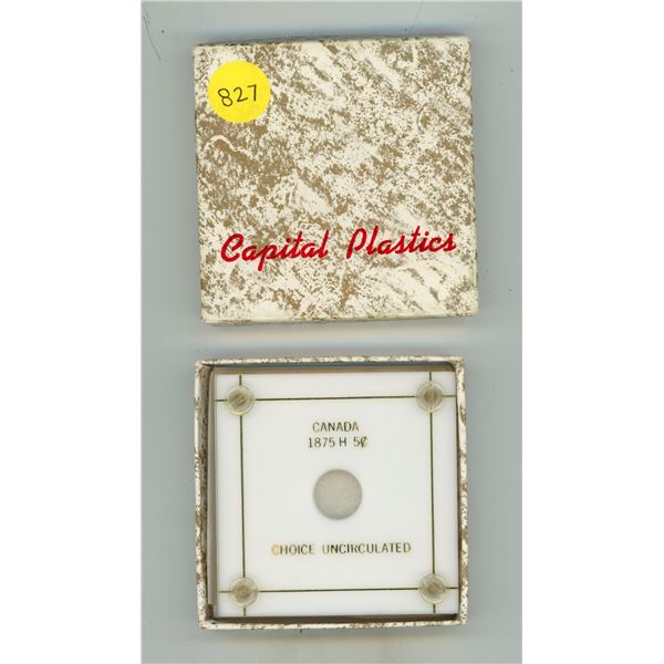 Capital Plastics hard plastic holder for Canadian 1875H Silver 5 Cents. New.