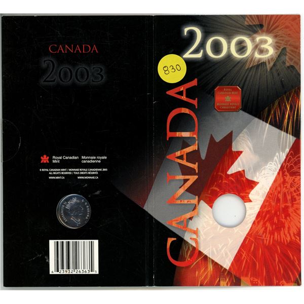 2003 Colourized 25 Cents. Beaver with Red Maple Leaves. Housed in its original Royal Canadian Mint f