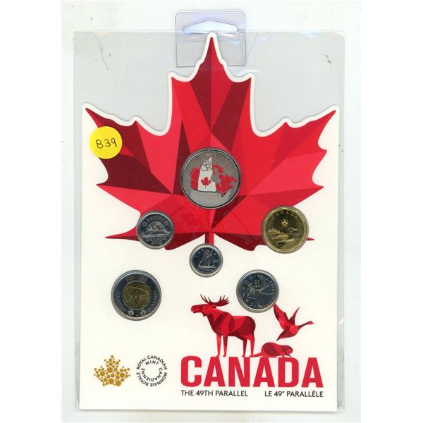 2018 Canadian 49th Parallel Set. 6-coin set includes a Red Colourized 50 Cents. Housed in its origin