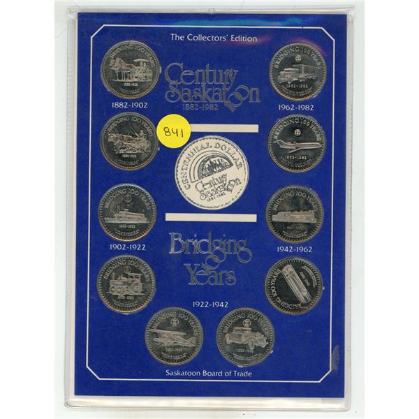 Complete set of 10 Saskatoon Trade Dollars from 1978 to 1982. Collector’s Edition. Issued b
