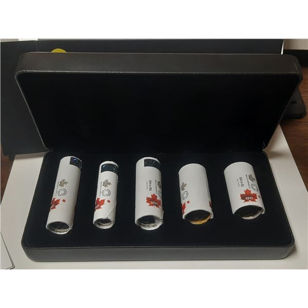 2021 Special Wrap Collection of First Strikes. Complete Unopened Rolls of 2021 5 Cents, 10 Cents, 25