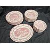 Image 4 : English Ironstone (England) Dishware Set, Red.  Featuring Prominent Locations.