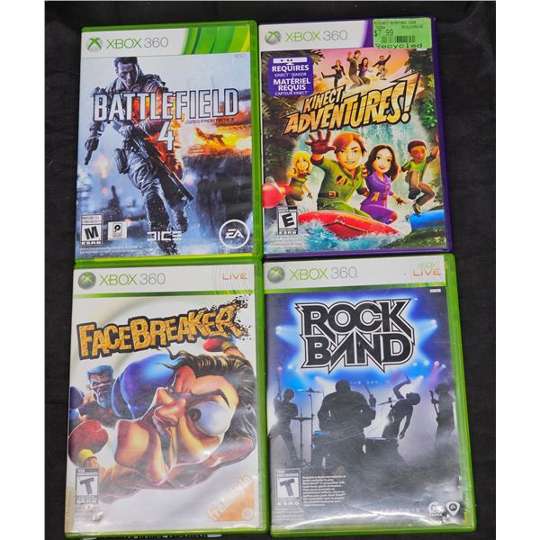 (4) Assorted Xbox Games (inc. Battlefield 4, Rock Band, etc.)