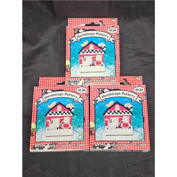 (3) 1996 Hermitage Polystone Barn Magnets in Box (Two in Great Condition, One has Magnets Fallen off