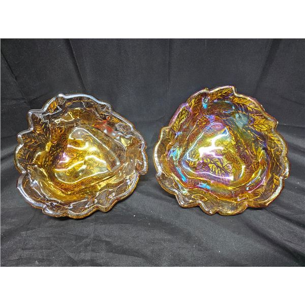 (2) Carnival Glass Bowls.  Raspberry/Blackberry Pattern