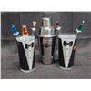 Image 1 : Martini Set Items.  Inc. 2 Tuxedo Glasses, 5 Plastic Stir Sticks, and Martini Shaker.