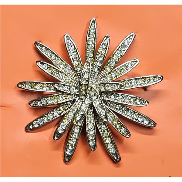 Vintage Atomic Starburst Rhinestone Brooch