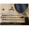 Image 3 : Brass fire place set- fire poker, brush, log holder