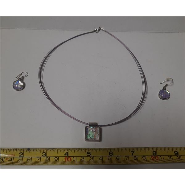 950 Silver Necklace and 925 Silver Earings. (Total Weight 16.2g)