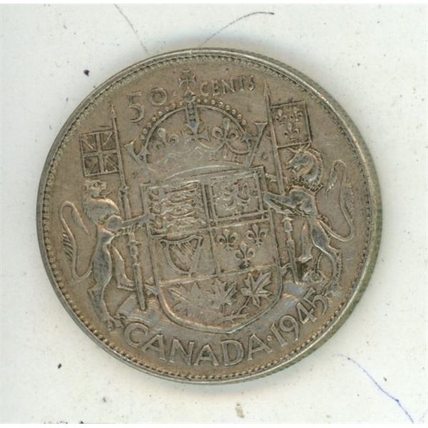1945 Canada Silver 50 Cents.