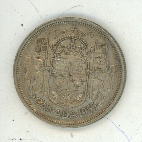 1955 Canada Silver 50 Cents.