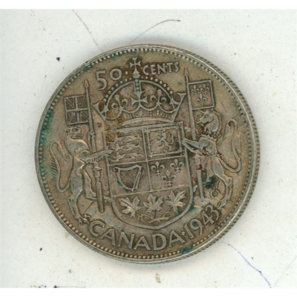 1943 Canada Silver 50 Cents.
