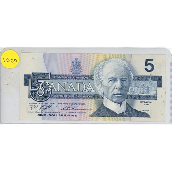 1986 Canada Five Dollar.