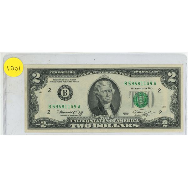 1976 U.S.A two Dollars. (Uncirculated)