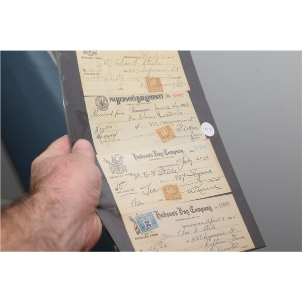 Hudson bay reciepts and war stamps