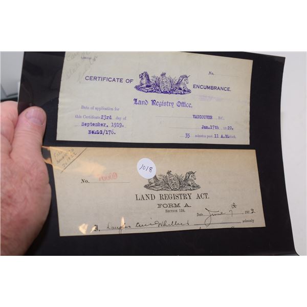 Land Registry Office receipts