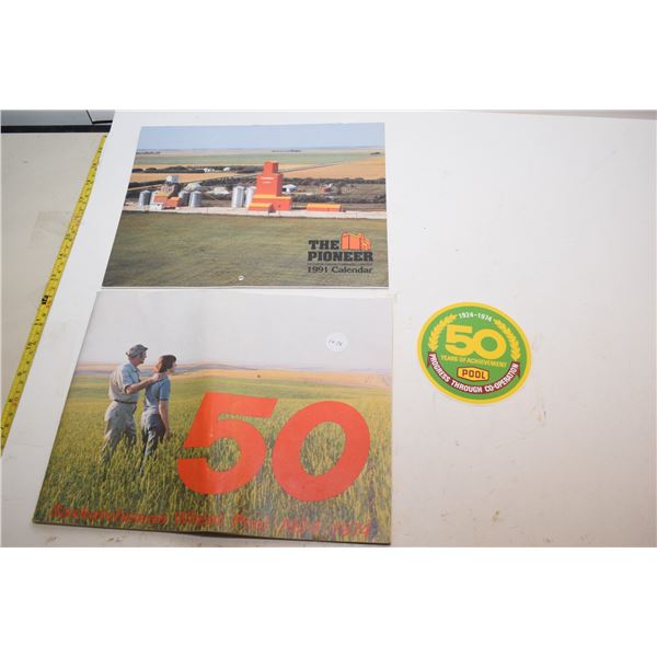The pioneer 1991 calendar, pool decal and book