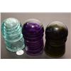 Image 2 : Purple, blue and green glass insulators