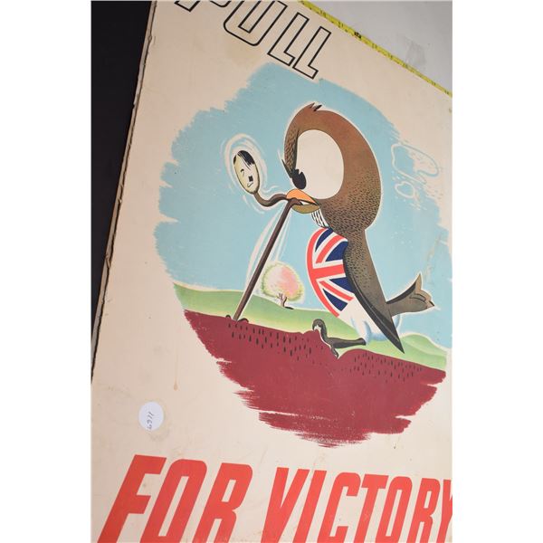 Rare cardboard anti Hitler propaganda sign
