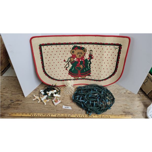 (2) Sets of Lights, Crochet Angel Topper, Boot Mat