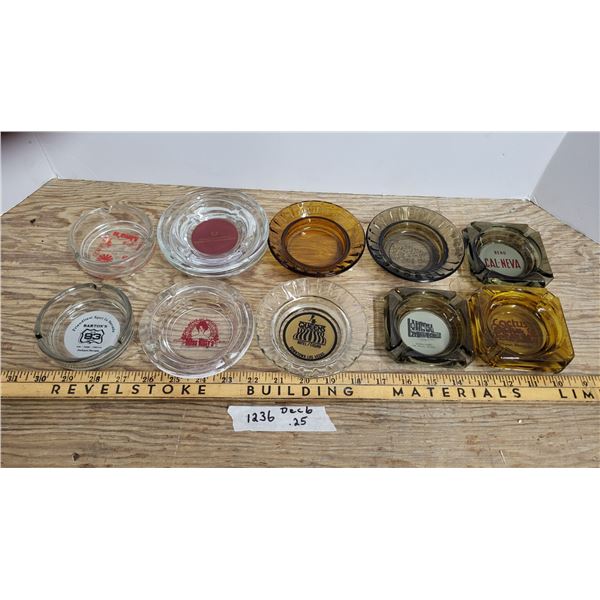 12 Vintage Advertising Ash Trays (Glass)