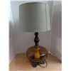 Image 1 : Amber Colour Glass Base Lamp w/ Shade  (not Tested)
