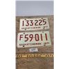 Image 1 : (2) Vintage Sask Plates 1971 (133-225) and (F59-011)