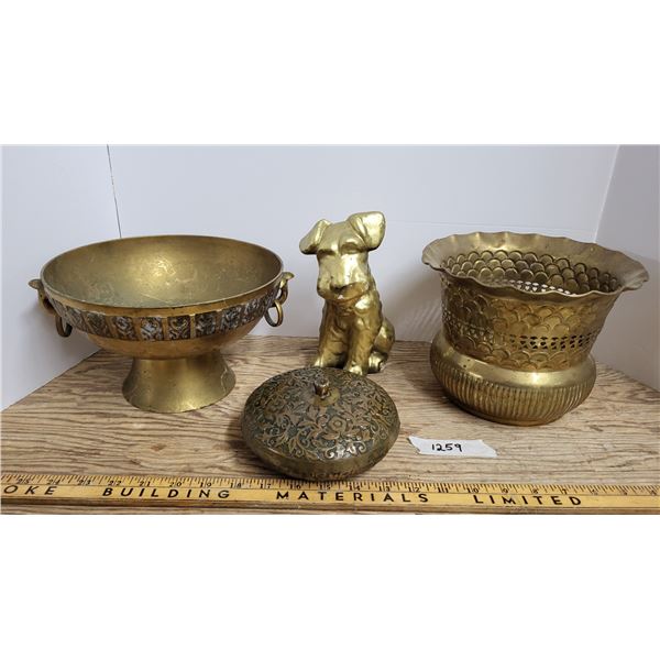 Lot of brass Items and Chalkware