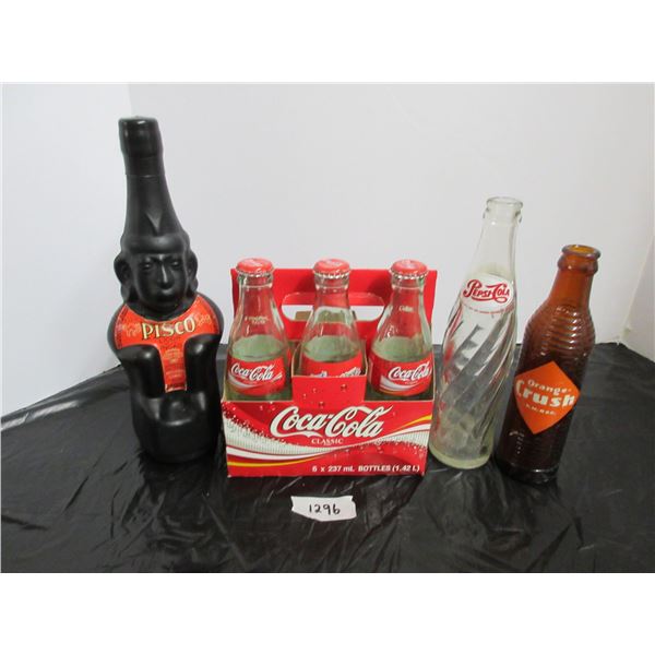 3 Bottles:Pepsi,Orange Crush, Pisco