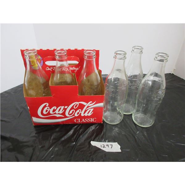 Coke 1989 Carton 6 Bottles and Coke, 2005 Carton 3 Bottles recapped