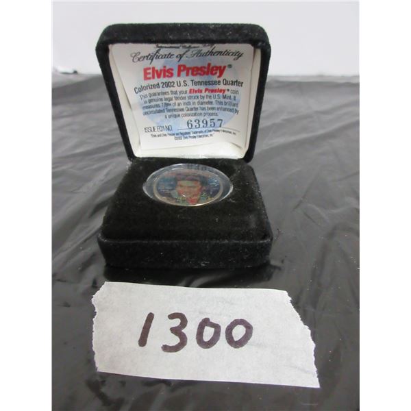 Colourized Elvis Presley U.S. 2002 Tennessee Quarter in Box of issue